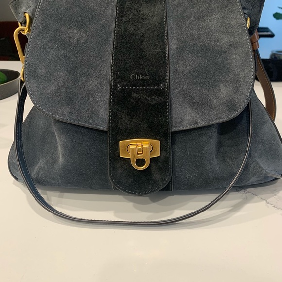 Chloe Lexa Teal Blue Suede Leather Bag. EUC. - Picture 6 of 8